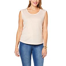 IMAN Global Chic Foiled Knit Extended Cap-Sleeve Top