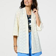 IMAN Global Chic Kimono-Sleeve Zebra Mesh Cardigan