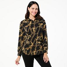 IMAN Global Chic Printed Button-Front Blouse