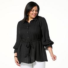 IMAN Global Chic Printed Button-Front Everything Blouse
