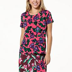 IMAN Global Chic Runway Jersey Printed Short-Sleeve Top