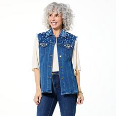 IMAN Global Chic Studded Denim Vest