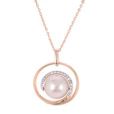 Imperial Pearls Cultured Pink Pearl and Diamond Spiral Necklace