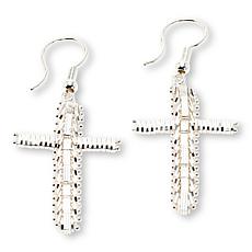 Imperial Silver Cobblestone Diamond-Cut Cross Earrings