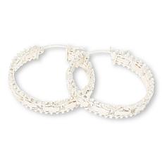 Imperial Silver Mirror Design Diamond-Cut 1" Hoop Earrings