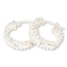 Imperial Silver Mirror Design Diamond-Cut 1/2" Hoop Earrings