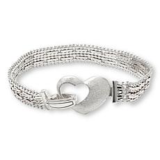 Imperial Silver Mirror Design Diamond Cut  Heart Bracelet
