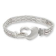 Imperial Silver Mirror Design Diamond Cut  Heart Bracelet