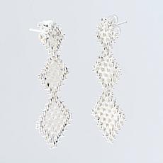 Imperial Silver Satin Lame' Diamond Cut Earrings