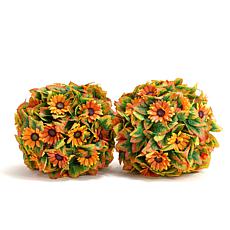 Improvements 15" Faux Sunflower Spheres - Set of 2