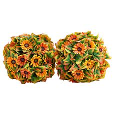 Improvements 15" Faux Sunflower Spheres - Set of 2