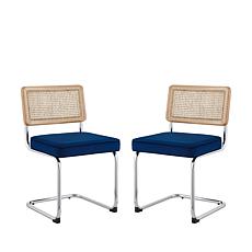 Inspired Home Marquis Dining Chair with Velvet Padded Seat, Black