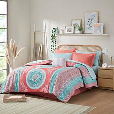 Intelligent Design Loretta Coral Queen Comforter and Sheet Set