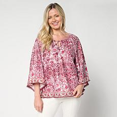 Jaclyn Smith Printed Knit Peasant Top