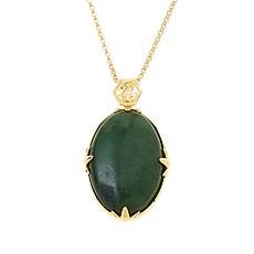 Jade of Yesteryear Gold-Plated Oval Jade Pendant-Necklace