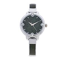 Jade of Yesteryear Silvertone Jade Adjustable Bangle Watch