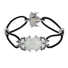 Jade of Yesteryear Sterling Silver Jade and Multigem Corded Bracelet