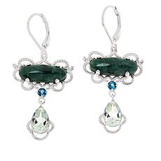Jade of Yesteryear Sterling Silver Multi-Gem East/West Drop Earrings