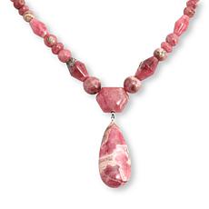 Jay King 18" Rhodochrosite Sterling Silver Beaded Drop Necklace