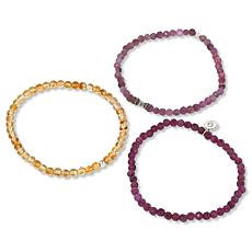 Jay King 3-Piece Multigem Bead Stretch Bracelet Set