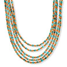 Jay King 5-Strand Orange Coral & Turquoise Bead Necklace