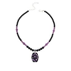 Jay King Black Calcite and Phosphosiderite Inlay Pendant with Necklace