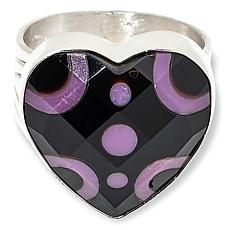 Jay King Black Chalcedony and Purple Phosphosiderite Heart Ring