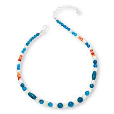 Jay King Blue Apatite, Orange Shell & Mother-of-Pearl Bead Necklace