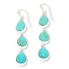 Jay King Chilean Turquoise Sterling Silver Station Drop Earrings