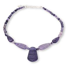 Jay King Gobi Purple Fluorite Sterling Silver Beaded Drop Necklace