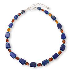 Jay King Lapis, Amber and Turquoise Bead Necklace