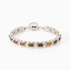 Jay King Multi Colored Tourmaline Magnetic Sterling Link Bracelet