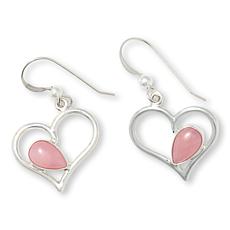 Jay King Peruvian Pink Opal Heart Drop Earrings