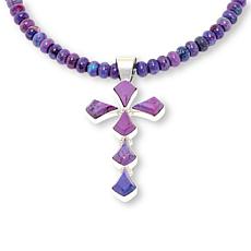 Jay King Purple Composite Turquoise Pendant with Beaded Necklace