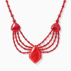 Jay King Red Coral Bib Necklace, Sterling