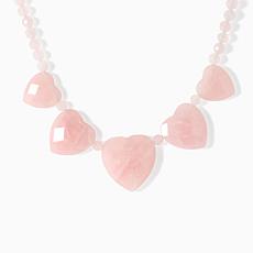 Jay King Rose Quartz 5 Heart Necklace, Sterling Silver