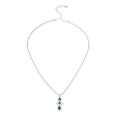 Jay King Sterling Silver 3-Stone Emerald Pendant with 18" Chain