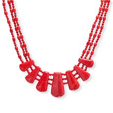 Jay King Sterling Silver 3-Strand Red Coral Necklace
