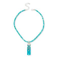 Jay King Sterling Silver Amazonite Pendant with Bead Necklace