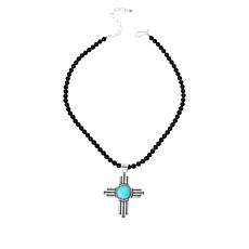 Jay King Sterling Silver Campitos Turquoise Pendant with Bead Necklace