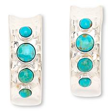 Jay King Sterling Silver Compressed Kingman Turquoise Hoop Earrings