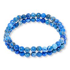 Jay King Sterling Silver Denim Lapis 2-Strand Stretch Bracelet