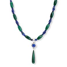 Jay King Sterling Silver Lapis and Malachite Pendant with Necklace