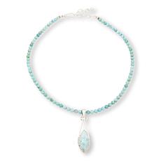 Jay King Sterling Silver Larimar Pendant with 18" Bead Necklace