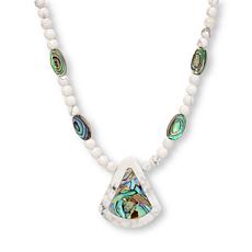 Jay King Sterling Silver Magnesite and Abalone Inlay 18" Necklace