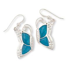 Jay King Sterling Silver Neon Blue Apatite Butterfly Drop Earrings