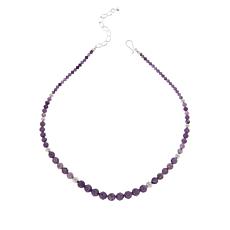 Jay King Sterling Silver Purple Lepidolite Bead Station Necklace