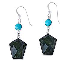 Jay King Sterling Silver Turquoise and Nephrite Jade Drop Earrings