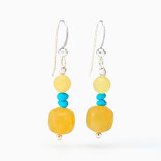 Jay King Sterling Silver Yellow Opal & Royal Blue Turquoise Earrings