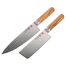 Jet Tila Laser-Etched Full Tang 7" Chef Knife and 5.5" Nakiri Knife